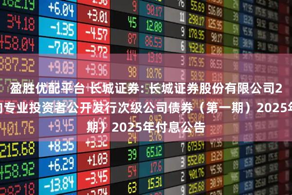 盈胜优配平台 长城证券: 长城证券股份有限公司2024年面向专业投资者公开发行次级公司债券（第一期）2025年付息公告